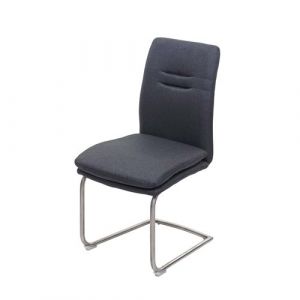 Mendler Chaise de salle à manger HWC-H70, chaise de cuisine, balancant, tissu, acier inoxydable brossé ~ gris-foncé