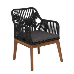 Fauteuil de jardin aluminium finition Acacia et tissu tressé - Dahlia