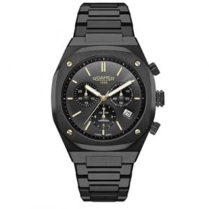 Roamer Stingray 854837 Montre analogique à quartz pour homme, Noir/Noir - 854837 44 50 50, Bracelet