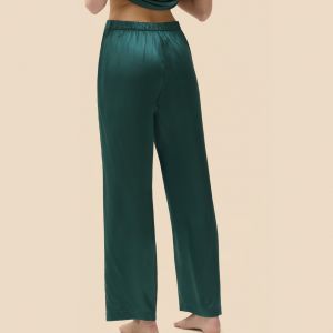 SIMONE PÉRÈLE pantalon de pyjama en soie Love Me Vert émeraude - Taille S