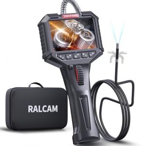 Ralcam Cam&eacute;ra Endoscope Industrielle 8,5 mm avec &Eacute;cran 3,5" HD 1080P, Endoscope d&rsquo;Inspection IP67 &Eacute;tanche avec 8 LED, C&acirc;ble Semi-Rigide 1M pour Tuyaux, Plomberie, Auto