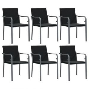 VidaXL Chaises de jardin avec coussins lot de 6 noir 56x59x84 cm rotin