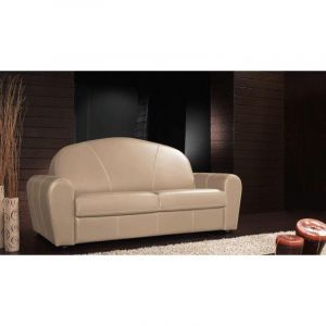 INSIDE Canapé lit CLUB DELUXE convertible système RAPIDO 140cm cuir beige