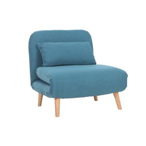 Miliboo Fauteuil scandinave convertible en tissu bleu canard AMIKO