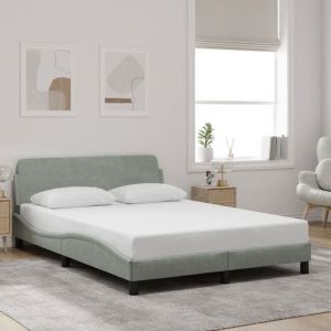 VidaXL Cadre de lit avec tête de lit Gris clair 120x200 cm