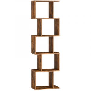 Bibliothèque à 5 niveaux 24 x 40 x 159 cm cloison séparateur marron