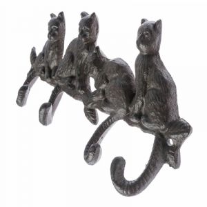Patère Porte manteaux mural marron en fonte - modèle chats
