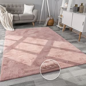 Tapis De Salon Fausse Fourrure Peluche Tapis Shaggy Long Lavable Divers Couleurs Pink, 100x200 cm - Paco Home