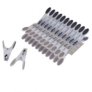 Homéa, Set de 24 Pinces à Linge BiMatière Plastique 8 cm Bicolore Anthracite/Taupe