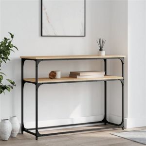 VidaXL Table Console, Table d'Appoint avec Pieds, Bout de Canapé avec Rangement, Meuble d'Entrée Salon, Industriel, Chêne Sonoma Bois d'Ingénierie