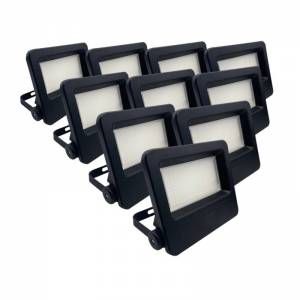 Silamp Projecteurs LED Extérieur 50W IP65 NOIR (Pack de 10) - Blanc Neutre 4000K - 5500K