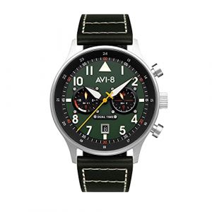 Image de Avi 8 Hawker AV-4088-02 Montre à Quartz Japonais Carey Dual Time, Vert, Sangle