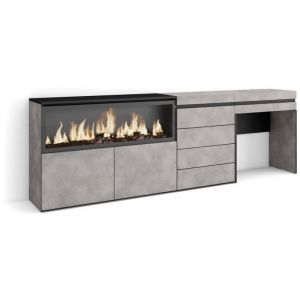 Skraut Home - Coiffeuse - Table maquillage, rangement - 234x35x75 cm - Avec tiroir - Cheminée électrique xxl - Commode, Buffet - Style moderne