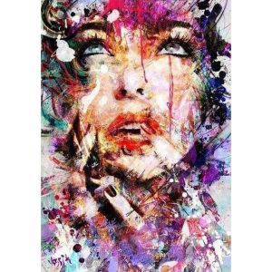 Figured&rsquo;Art Diamond Painting Broderie Diamant 40x50cm Toile Enti&egrave;re Roul&eacute;e avec Strass Perles Carr&eacute;s - Visage de Femme Design - Kit Complet 5D DIY Activit&eacute; Manuelle Loisirs Cr&eacute;atifs Adultes