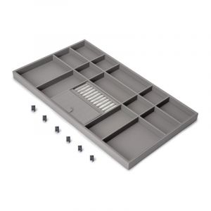 Emuca 7137452 Tiroir organisateur pour placards et commodes Quartz, 740 (M90), Eco pelle et bois, Titane