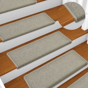 Image de VidaXL Tapis d'escalier 15 pcs 65x25 cm Gris clair