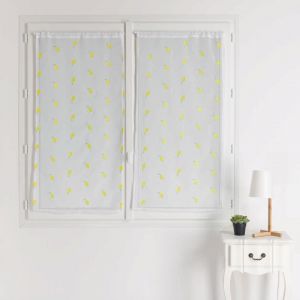 Home maison Paire De Rideaux en &Eacute;tamine Brod&eacute;e Citron 60X120 cm CITRUS