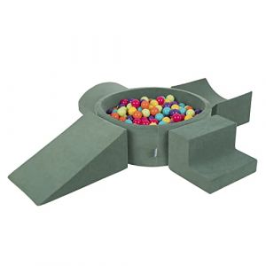 Velvet Aire De Jeux En Mousse Avec Rond Piscine à Balles Pour Enfants Piscine (200 Balles), Vert Forêt: Vert Clair/Jaune/Turquoise/Orange/Rose