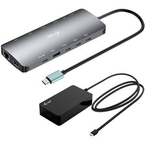 i-tec Metal USB-C Nano 3x Display Dock, 2x HDMI 1x USB-C video with Power Delivery 140W + Universal Charger 140 W