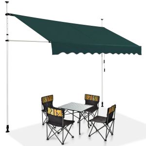 Store côtier 300 x 120 cm Vert - Réglable en hauteur et actionnable manuellement