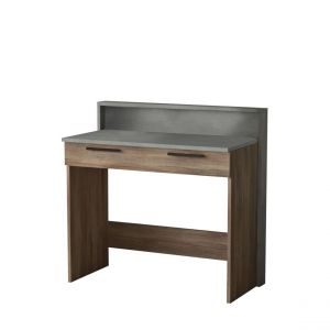 Bureau 1 tiroir Manolo Bois Marron et Effet Ciment Gris