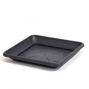 Prosperplast Pot de fleurs et soucoupe en anthracite - 34x34x4.5 cm