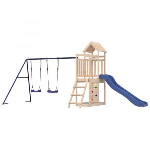 Aire de jeux d'extérieur balançoires toboggan portiques robuste jeux jardin 505 x 186 x 214 cm bois de pin massif 02_0004977