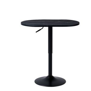 Table d'appoint Ceruzo - Ovale - Réglable en hauteur - Vérin à gaz - Table pour ordinateur portable - Marbre noir - Table à thé