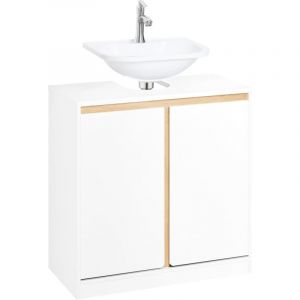SoBuy BZR78-W Meuble sous-Lavabo, Meuble sous Vasque, Meuble Salle de Bain avec 2 Étages et 2 Portes, Meuble Bas, Meuble de Rangement, Placard de Rangement