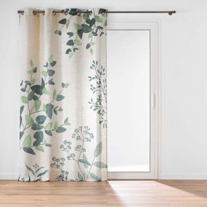 Douceur D'intérieur - Rideau à Œillets 140 x 260 cm – Polyester/Lin Imprimé Dessin Placé botanica