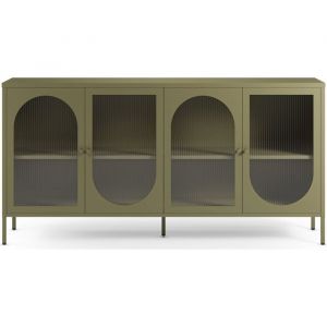 Buffet 4 portes en m&eacute;tal vert 160 cm - Ysia
