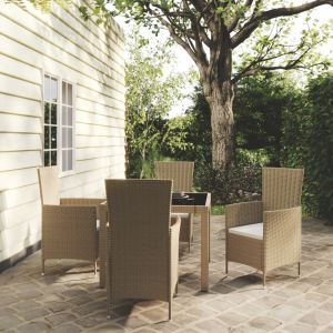 VidaXL Mobilier &agrave; d&icirc;ner de jardin 5 pcs coussins R&eacute;sine tress&eacute;e Beige