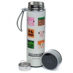 Puckator Gourde isolé en acier inoxydable avec thermomètre digital boissons chaudes ou froides Personnages Minecraft Minecraft