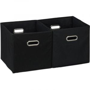 Relaxdays Boîtes de Rangement, Lot de 2, Pliables, œillets, H x L x P : 32 x 33 x 33 cm, caisses pour étagère, Noir