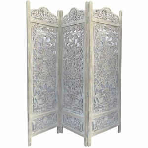 Paravent style indien blanc bois, mdf - Couleur:BLANC