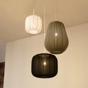 Lindby Suspension Helin, 3 lampes, noir/blanc/gris, 60 cm