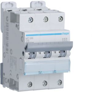 Hager Disjoncteur 3 pôles 10a 6ka courbe c vis