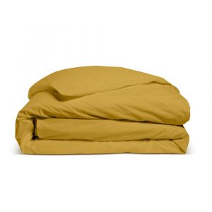 Bleu Câlin Housse de couette unie en percale de coton moutarde 240x260cm