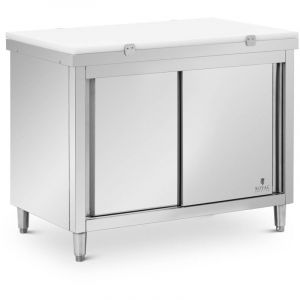 Royal Catering Meuble bas de cuisine Inox 120x70 cm 500kg Planche à découper Caisson de cuisine