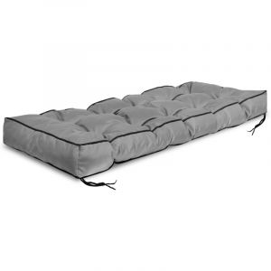 Coussin de jardin 120x40 cm avec côté haut pour banc en palette, imperméable, gris
