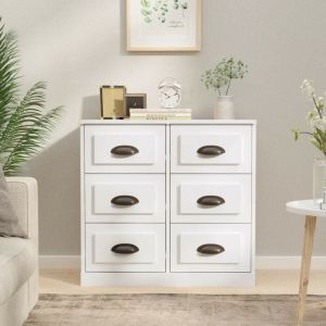 VidaXL Buffet classique lisse 70x67,5x35,5 cm en contreplaqué blanc brillant Vida XL
