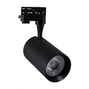 Spot led sur Rail Triphasé 30W Vulcan Noir 3000K Blanc chaud