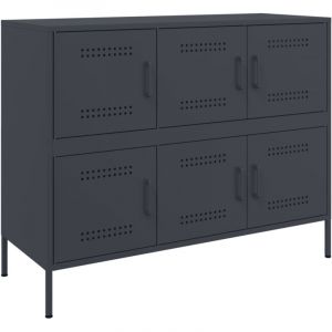 VidaXL Buffet anthracite 100,5x39x79 cm acier lamin&eacute; &agrave; froid, meuble de rangement, meuble de rangement de cuisine, meuble de rangement de salon
