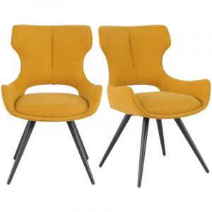 Lot 2 chaises pivotantes 180° en tissu jaune et pieds métal – SEVILLE
