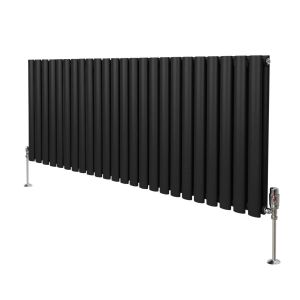 Radiateur Colonne Ovale & Robinet Thermostatique Noir 600 x 1440mm