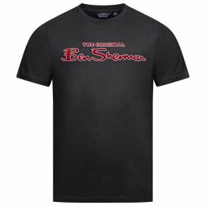 Ben Sherman Flocked Logo Hommes T-shirt 0076268-NOIR