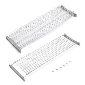 Emuca Égouttoir Suspendu Suprastar pour Assiettes et Verres, Largeur intérieur Module 860-870mm, chromée, Acier