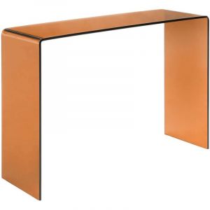 Console rectangulaire en verre tremp&eacute; 110cm ambre - Glintz