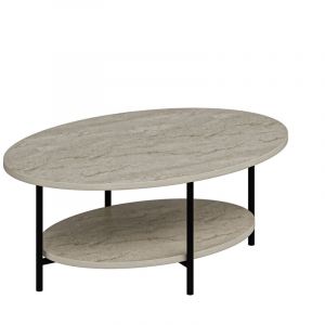 Table basse en bois "Elis" - 90 x 60 x 36 cm - Travertin