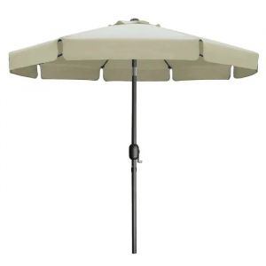 Parasol Hexagonal En Acier - Marbueno Summer - D270 Cm - Beige - Pliable - Portable - Toit Chemin&eacute;e - 8 Baleines